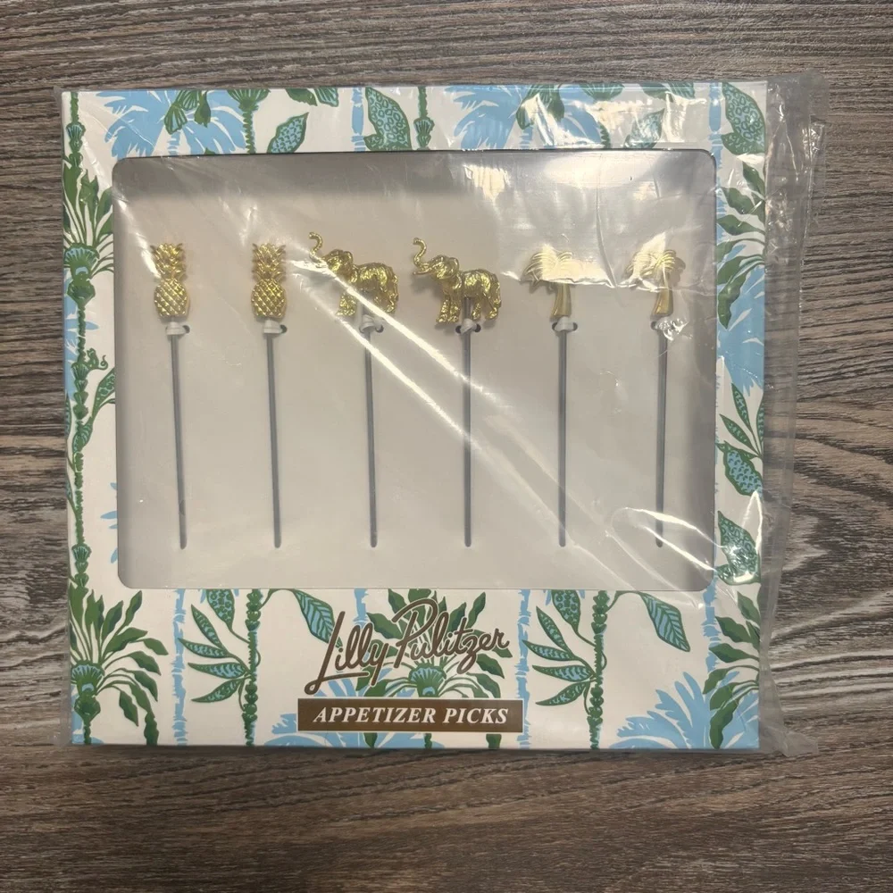 Lilly Pulitzer Gold Metallic Appetizer Sticks NWT